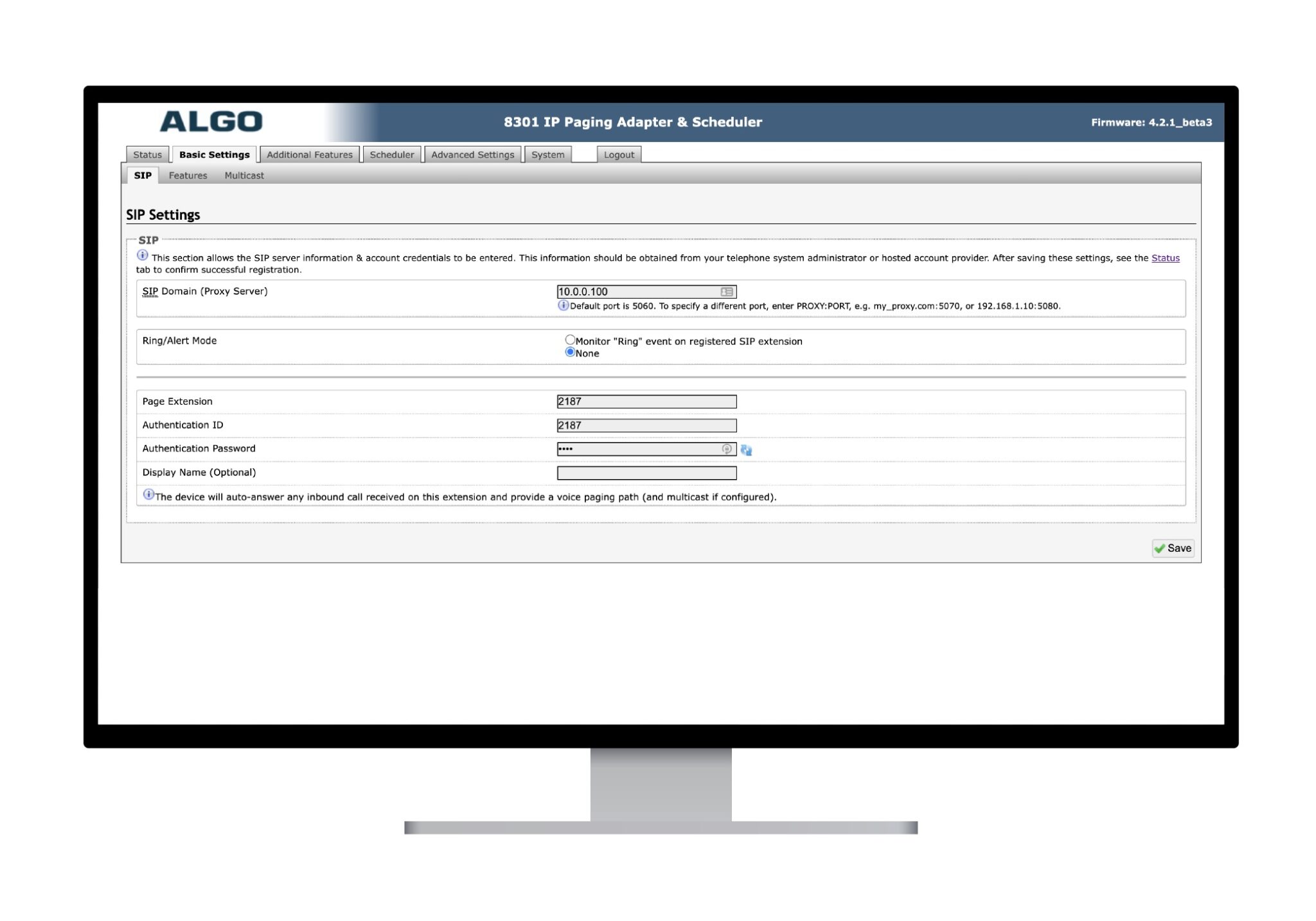 Algo's Web Interface - Remote Configuration