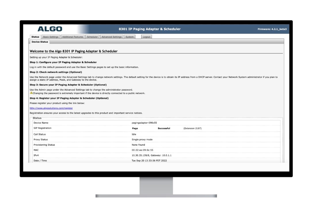 Algo's Web Interface - Remote Configuration