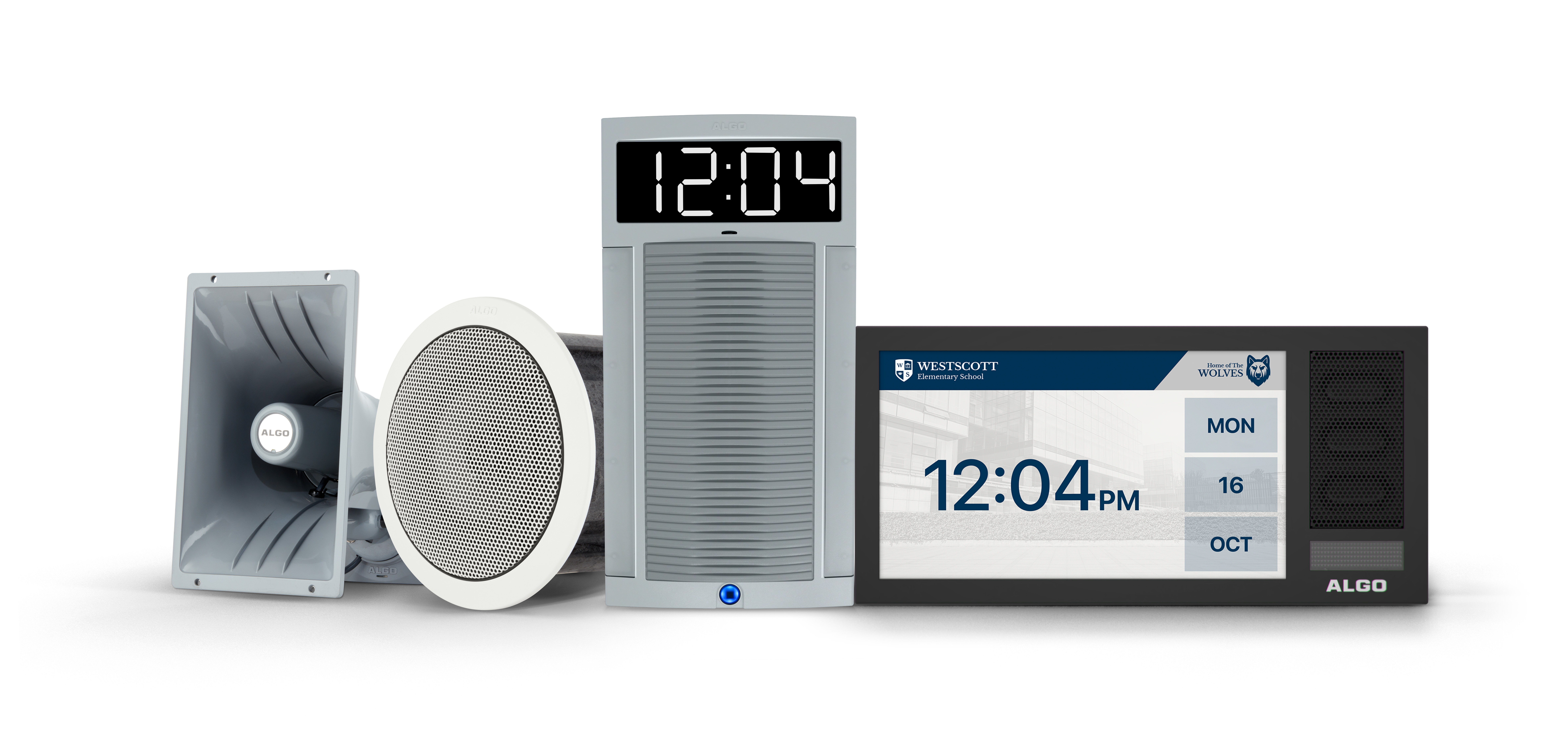 Algo Product Line of IP Speakers Group shots - 8186, 8188, 8190, 8410